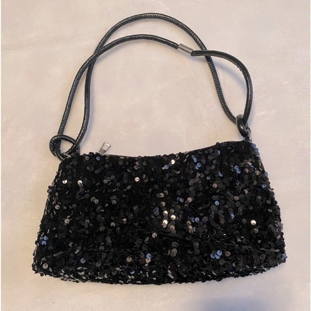 Black Sequin Shoulder Bag